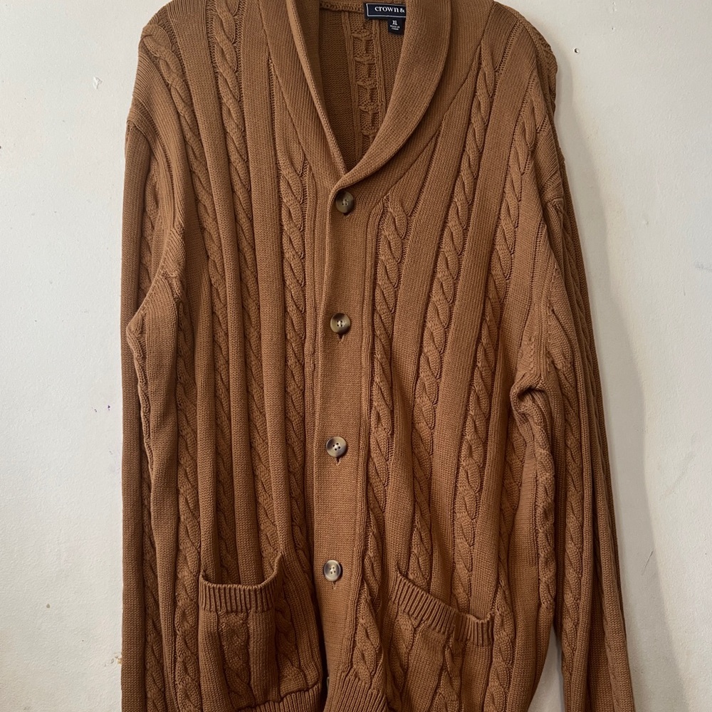 Crown & Ivy Cable Knit Cardigan Sweater size XL